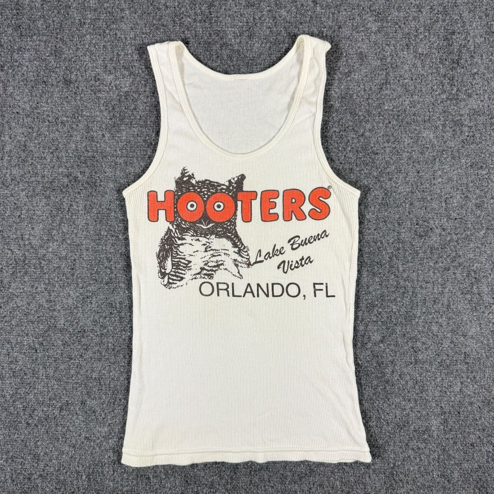 Vintage Hooters White Uniform Tank Top Orlando FL 90s Y2K Sexy Owl XS #3541